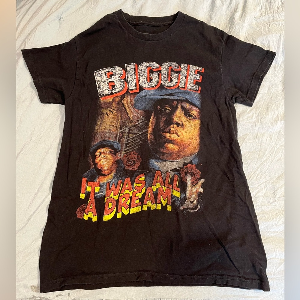 Black Graphic Biggie Tee - 'It Was All A Dream' Crewneck